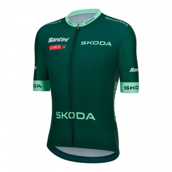 Abbigliamento uomo Santini Vuelta España Verde Maglia 2024 Abbigliamento uomo Santini Vuelta España Verde Maglia 2024