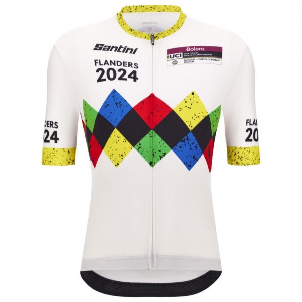 Abbigliamento uomo Santini UCI Gravel World Championship Fiandre 2024 Maglia - Bianco