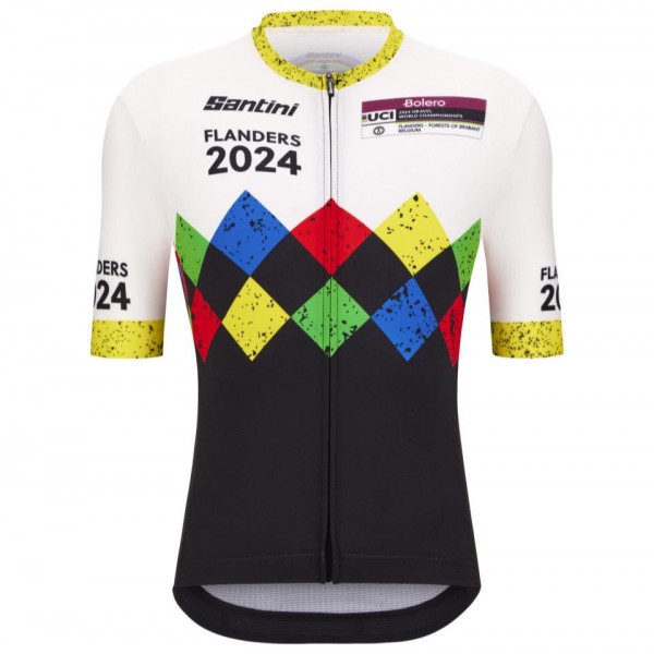 Abbigliamento uomo Santini UCI Gravel World Championship Fiandre 2024 Maglia - Nero