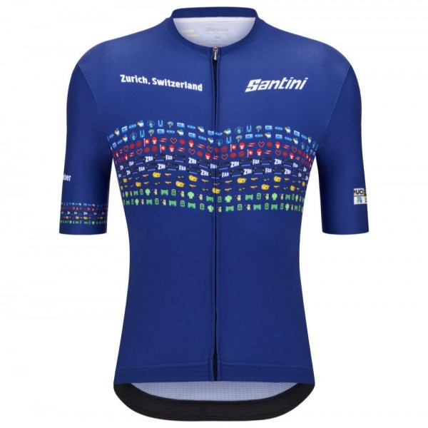 Abbigliamento uomo Zurigo 2024 Maglia Santini UCI Masters World Champion - Blu
