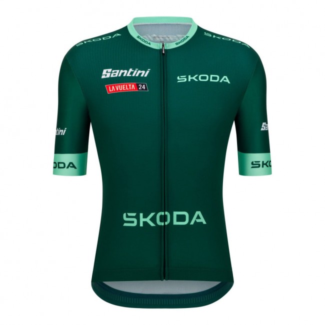 Abbigliamento uomo Santini Vuelta España Verde Maglia 2024 Abbigliamento uomo Santini Vuelta España Verde Maglia 2024
