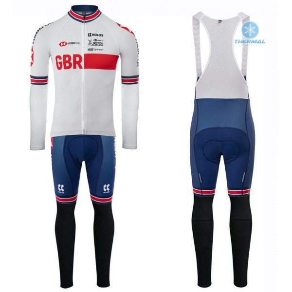 Completo Ciclismo 2020 Kalas GBR Country bianca Squadre thermique Maglia Ciclismo Manica Lunga e Salopette Lunga