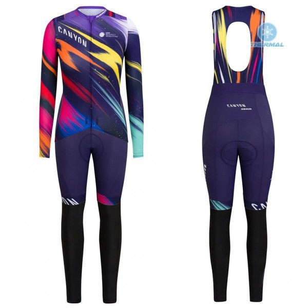 Completo Ciclismo 2020 Canyon Pro CS Donna Squadre thermique Maglia Ciclismo Manica Lunga e Salopette Lunga