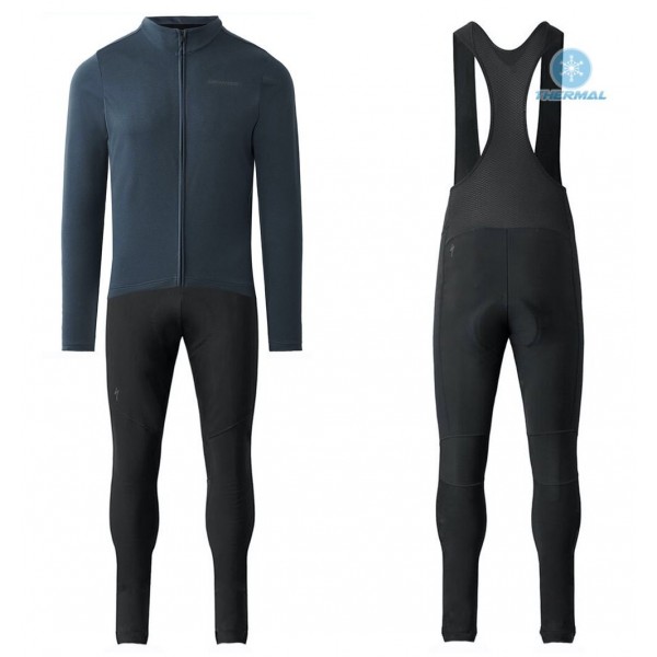 Completo Ciclismo 2020 Specialized Gris-blu Squadre thermique Maglia Ciclismo Manica Lunga e Salopette Lunga