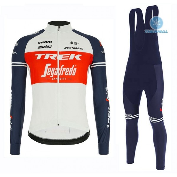 Completo Ciclismo 2020 Trek Segafredo Usine Racing bianca-rosso Squadre thermique Maglia Ciclismo Manica Lunga e Salopette Lunga