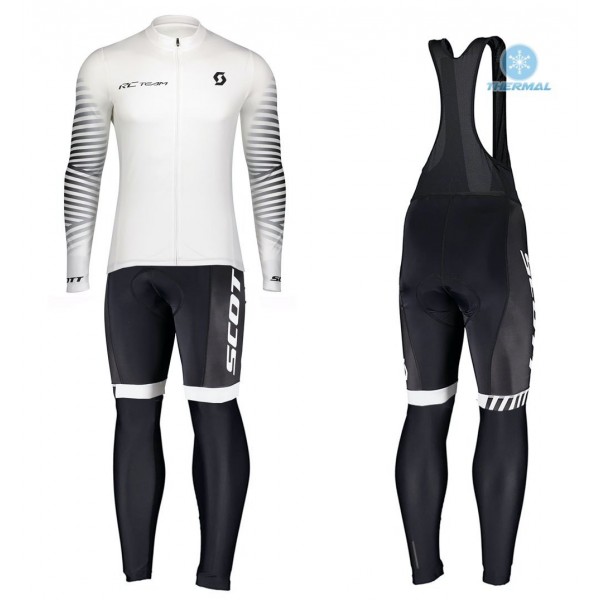 Completo Ciclismo 2020 Scott RC 1.0 bianca Squadre thermique Maglia Ciclismo Manica Lunga e Salopette Lunga