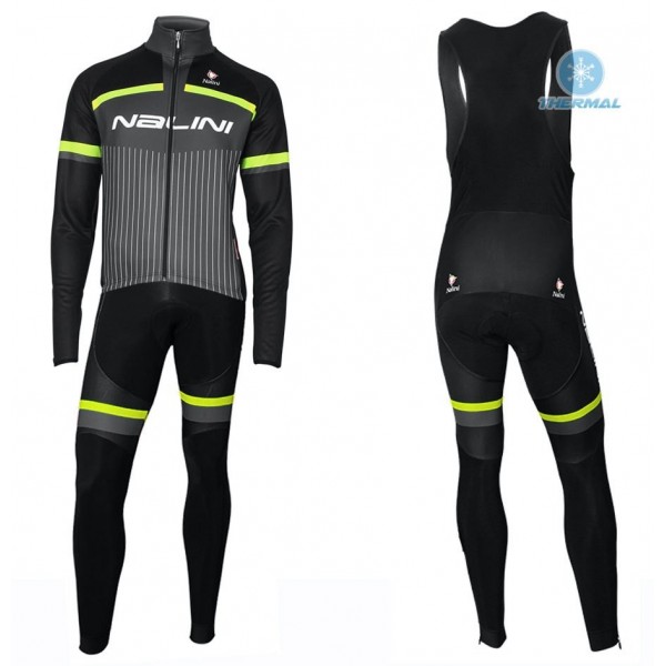 Completo Ciclismo 2020 Nalini Thebe nero-giallo Squadre thermique Maglia Ciclismo Manica Lunga e Salopette Lunga