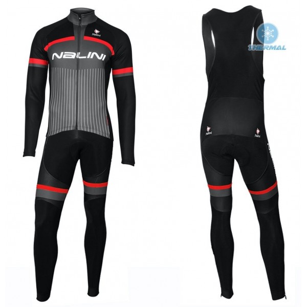 Completo Ciclismo 2020 Nalini Thebe nero-rosso Squadre thermique Maglia Ciclismo Manica Lunga e Salopette Lunga