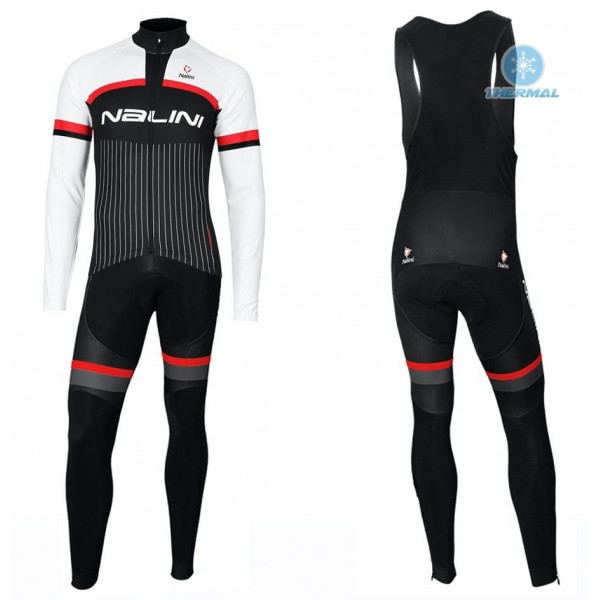 Completo Ciclismo 2020 Nalini Thebe nero-bianca Squadre thermique Maglia Ciclismo Manica Lunga e Salopette Lunga