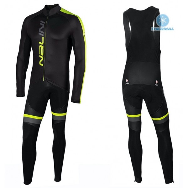 Completo Ciclismo 2020 Nalini LW nero-giallo Squadre thermique Maglia Ciclismo Manica Lunga e Salopette Lunga
