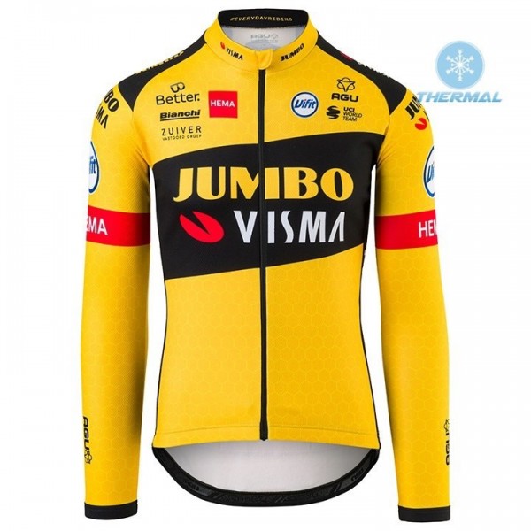 Completo Ciclismo 2020 JUMBO-VISMA giallo Squadre thermique Maglia Ciclismo Manica Lunga