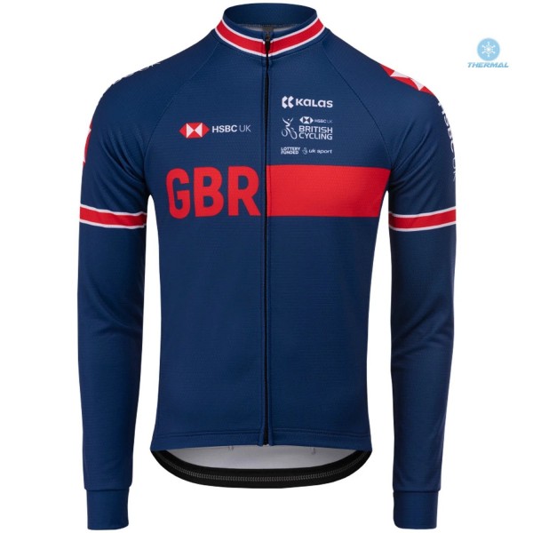 Completo Ciclismo 2020 Kalas GBR Country blu Squadre thermique Maglia Ciclismo Manica Lunga