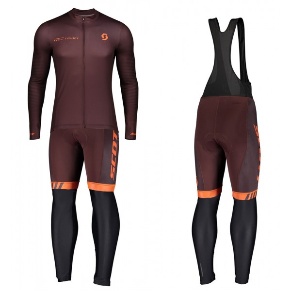 Completo Ciclismo 2020 Scott RC 1.0 Claret Squadre Maglia Ciclismo Manica Lunga e Salopette