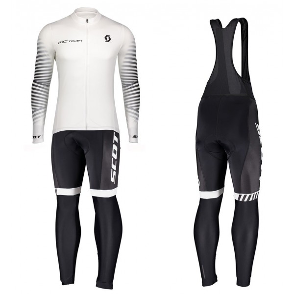 Completo Ciclismo 2020 Scott RC 1.0 bianca Squadre Maglia Ciclismo Manica Lunga e Salopette