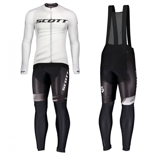 Completo Ciclismo 2020 Scott RC Pro bianca Squadre Maglia Ciclismo Manica Lunga e Salopette