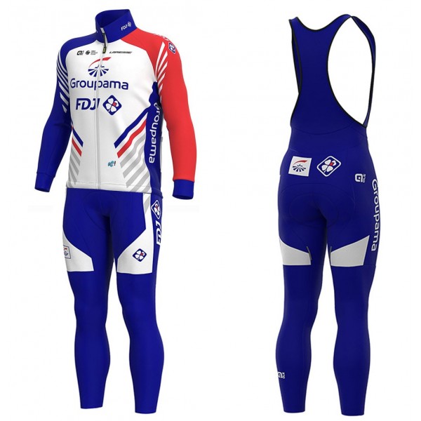 Completo Ciclismo 2020 FDJ Squadre Maglia Ciclismo Manica Lunga e Salopette