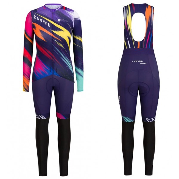 Completo Ciclismo 2020 Canyon Pro CS Donna Squadre Maglia Ciclismo Manica Lunga e Salopette