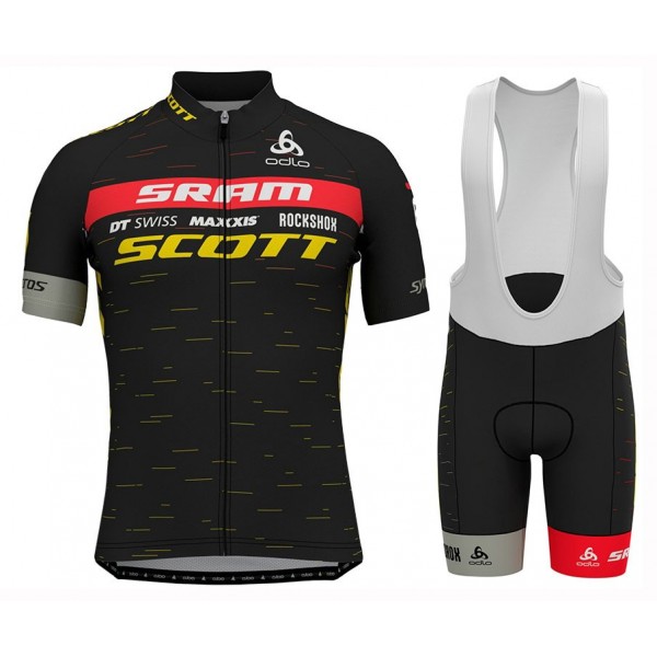 Completo Ciclismo 2020 Scott Sram nero-giallo MSquadre abbigliamento Bici Completo Maglia Ciclismo Corta e Salopette
