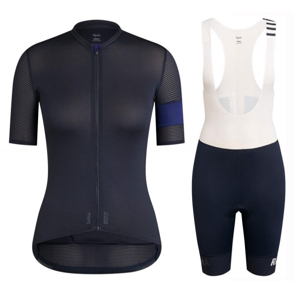 Completo Ciclismo 2020 Rapha Pro Donna nero-blu MSquadre abbigliamento Bici Completo Maglia Ciclismo Corta e Salopette