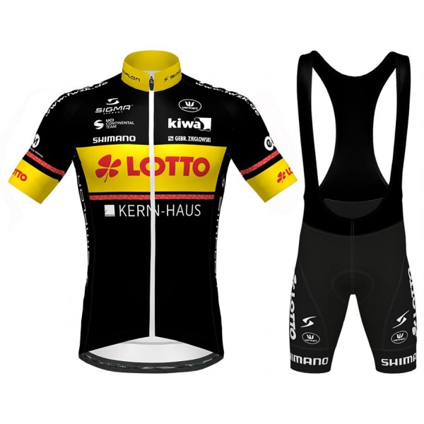 Completo Ciclismo 2020 LOTTO KERN-HAUS nero-giallo MSquadre abbigliamento Bici Completo Maglia Ciclismo Corta e Salopette