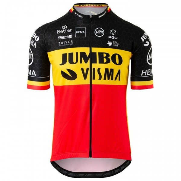 Completo Ciclismo 2020 JUMBO-VISMA Belgium champion Squadre Maglia Ciclismo Manica Corta