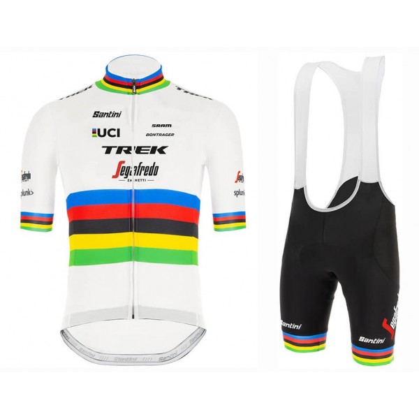 Completo Ciclismo 2020 Trek Segafredo World Champion bianca MSquadre abbigliamento Bici Completo Maglia Ciclismo Corta e Salopette