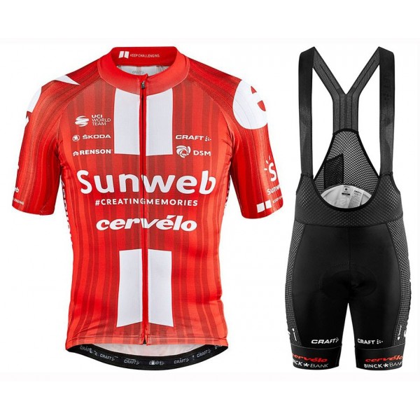 Completo Ciclismo 2020 SUMWEB rosso MSquadre abbigliamento Bici Completo Maglia Ciclismo Corta e Salopette
