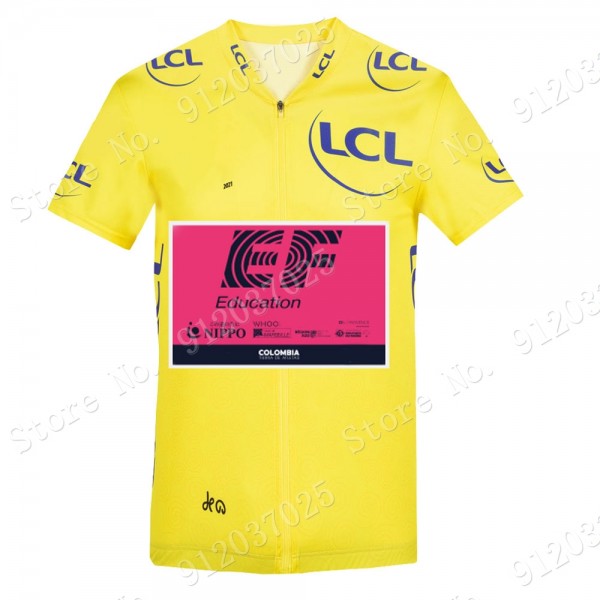 Yellow EF Education Frist Tour De France 2021 Team Maglia Ciclismo Manica Corta BLOrLS