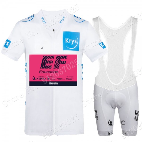 White EF Education Frist Tour De France 2021 Team abbigliamento Bici Completo Maglia Ciclismo Corta e Salopette SWXf1K