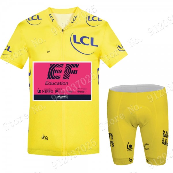 Yellow EF Education Frist Tour De France 2021 Team abbigliamento Bici Completo Maglia Ciclismo Corta + pantaloncini eLyqfW