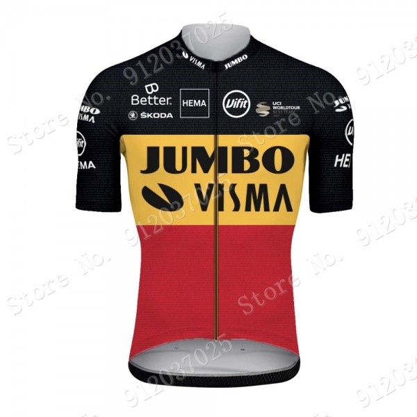 Jumbo Visma Belgium 2021 Team Maglia Ciclismo Manica Corta YltOej