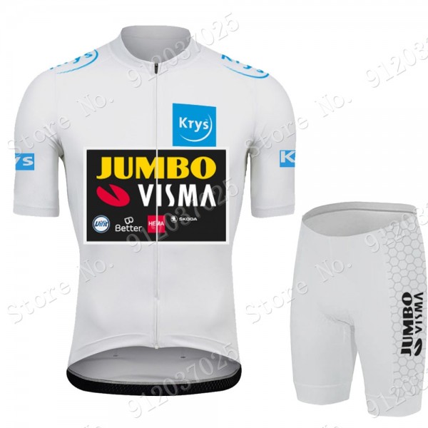 White Jumbo Visma Tour De France 2021 Team abbigliamento Bici Completo Maglia Ciclismo Corta e Salopette yCvaMb