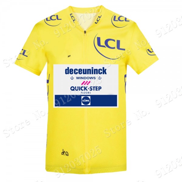 Yellow Deceuninck quick step Tour De France 2021 Team Maglia Ciclismo Manica Corta w1m8OH