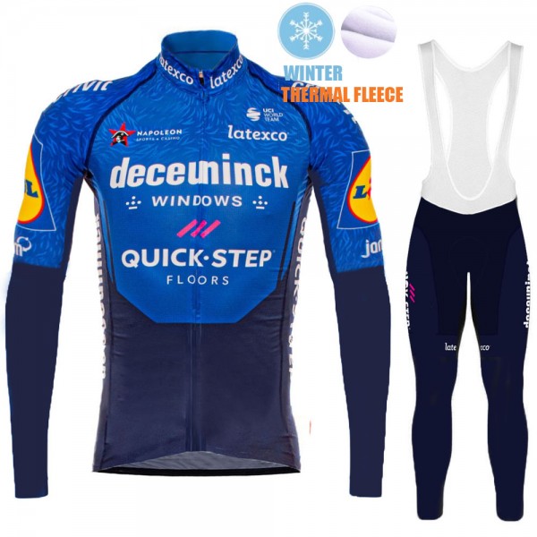 2021 Winter Fleece Deceuninck quick step Pro Team Abbigliamento Maglia Ciclismo Manica Lunga e Salopette Lunga o2V9SK