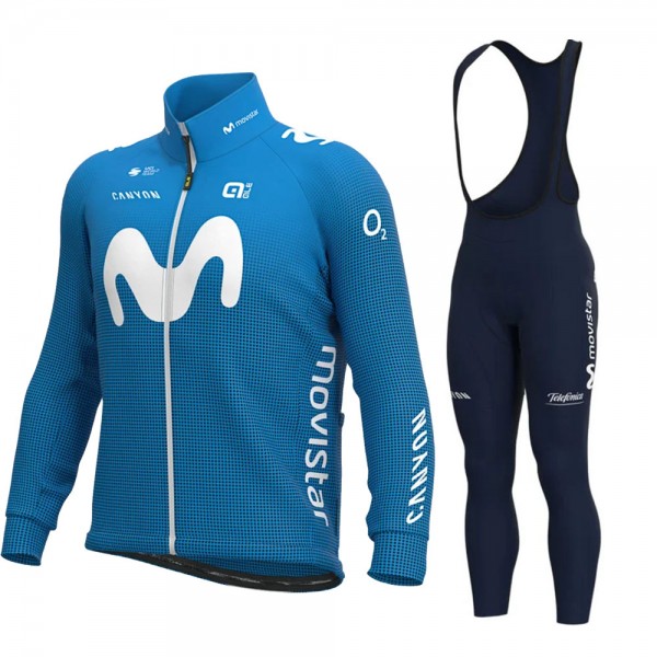 2021 Movistar Pro Team Abbigliamento Maglia Ciclismo Manica Lunga e Salopette Lunga NgPB2f