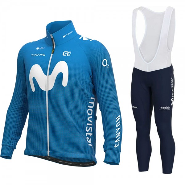 2021 Movistar Pro Team Abbigliamento Maglia Ciclismo Manica Lunga e Salopette Lunga YiU0oh