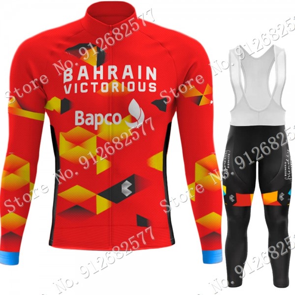 2022 Bahrain Victorious Pro Team Abbigliamento Ciclismo Maglia Ciclismo Manica Lunga e pantaloni lunga NkaKa