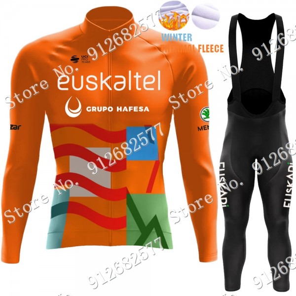 2022 Winter euskadi euskaltel Pro Team Abbigliamento Ciclismo Maglia Ciclismo Manica Lunga e Salopette Lunga d28BW
