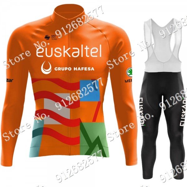 2022 euskadi euskaltel Pro Team Abbigliamento Ciclismo Maglia Ciclismo Manica Lunga e Salopette Lunga 7Abgt