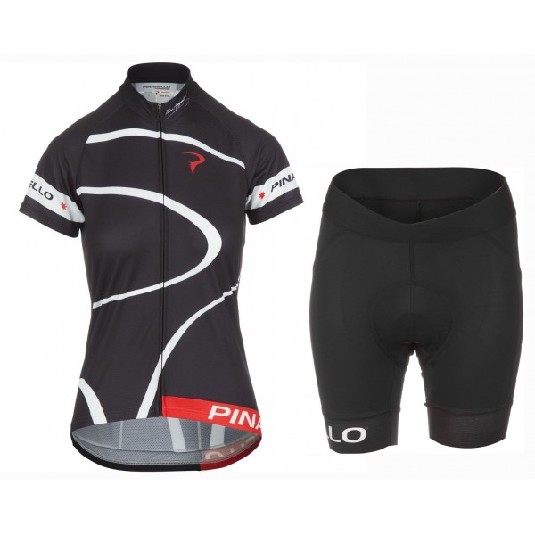 2016 Pinarello MIRA nero Donne Radtrikot und Radhosen Set 24795-AM