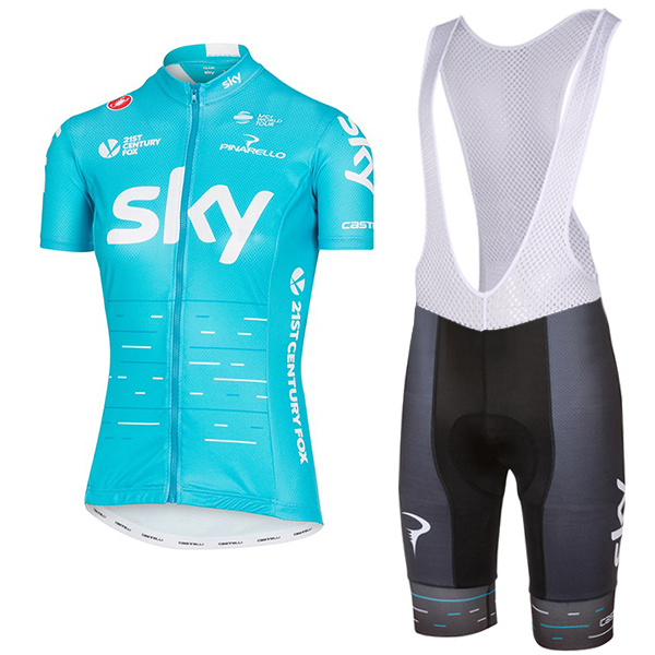 Sky Pro Donne 2017 blu abbigliamento Maglie Ciclismo Manica Corta et Salopette Ciclismo 65670-UV