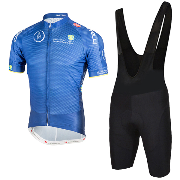 2018 Dubai Tour blu abbigliamento Ciclismo Completo Maglia Ciclismo Corta e Salopette 58734CL