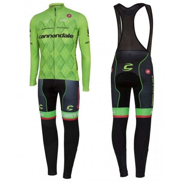 2016 Cannondale Team verde Pro Squadre Pro Abbigliamento Ciclismo Maglia Ciclismo Manica Lunga e Salopette Lunga 43555-BB