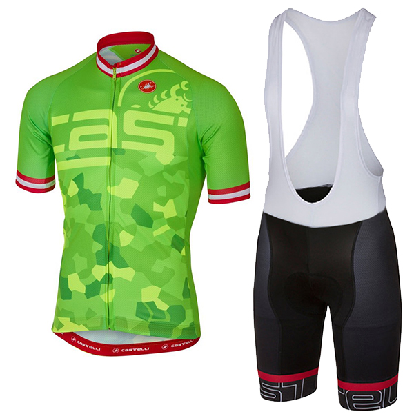 CASTELLI ATTACCO verde abbigliamento Ciclismo Completo Maglia Ciclismo Corta e Salopette 44379-BD