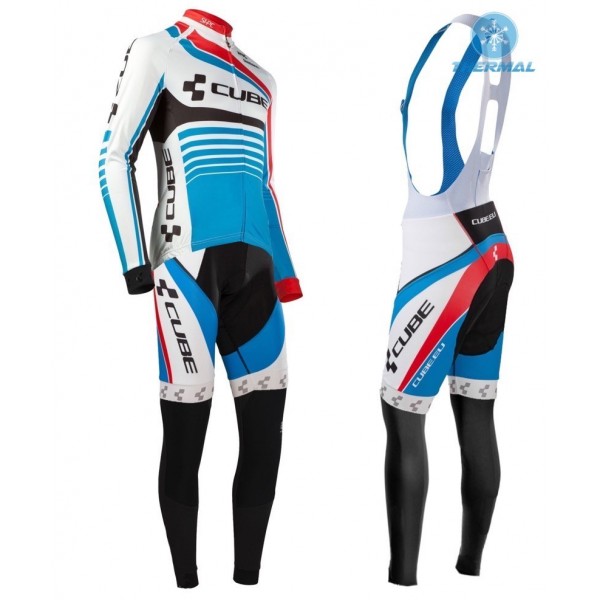 2016 Cube Teamline bianco -blu Thermo Squadre Pro Abbigliamento Ciclismo Maglia Ciclismo Manica Lunga e Salopette Lunga 64015-QE