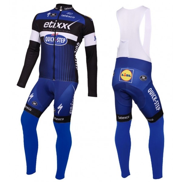 2016 Etixx -Quick Step blu Squadre Pro Abbigliamento Ciclismo Maglia Ciclismo Manica Lunga e Salopette Lunga 60962-YM