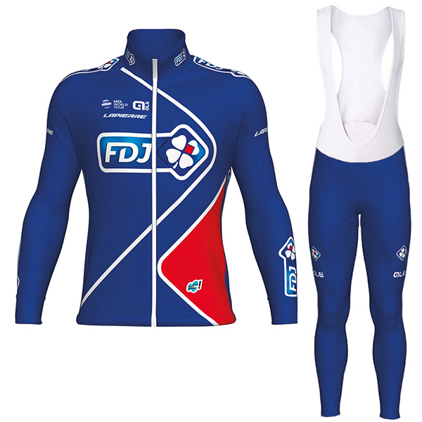 FDJ Pro 2017 blu Nuovo Abbigliamento Ciclismo Maglia manica lunga e Calzamaglia con bretelle 39966-XL