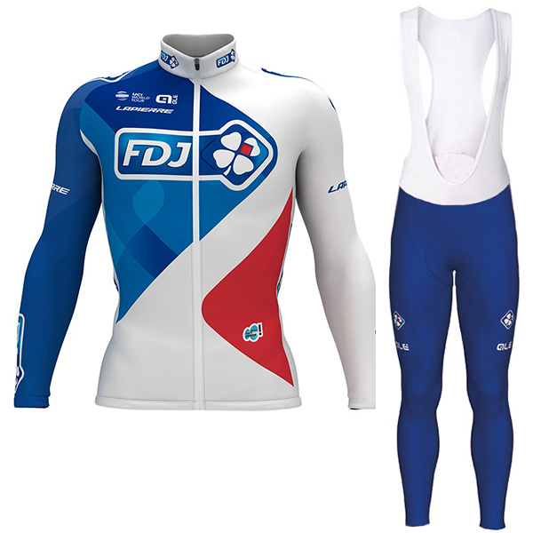 FDJ Pro 2017 bianco Nuovo Abbigliamento Ciclismo Maglia manica lunga e Calzamaglia con bretelle 68797-DL