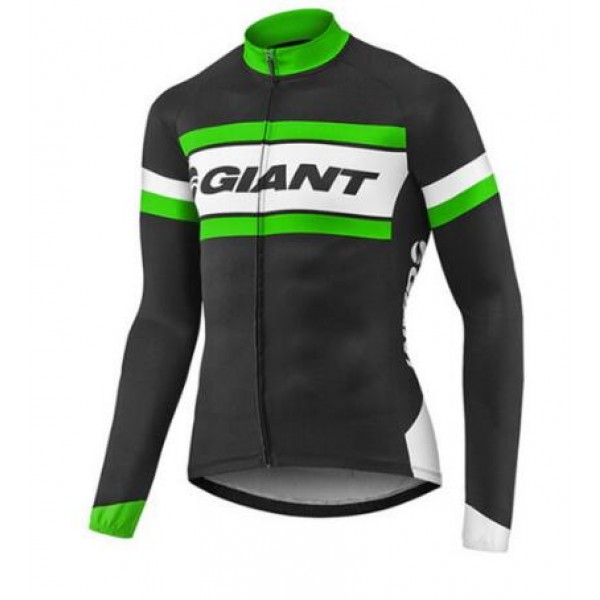 2017 Giant verde et nero Maglie Ciclismo Manica Lunga 80326-QN
