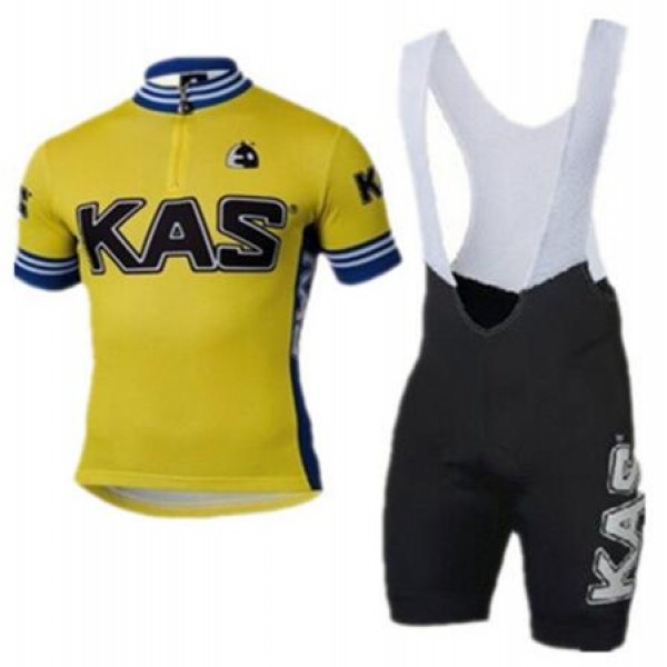 2016 KAS giallo fluo Nuovo abbigliamento Ciclismo Completo Maglia Ciclismo Corta e Salopette 16011-HO